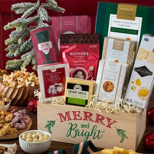 Elegant Christmas Gift Basket-Send Holiday Gourmet Snack Basket
