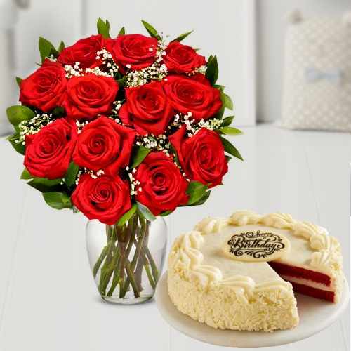 - Birthday Cake And Flowers Delivery In Usa | Red Roses And Cake