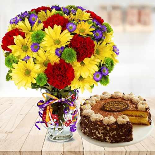 Flowers And Delicious Cake-Cake N Flower Delivery