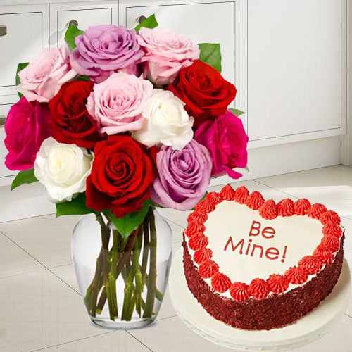 - Online Flowers Cakes Delivery | Mix Roses And Chocolate Cake