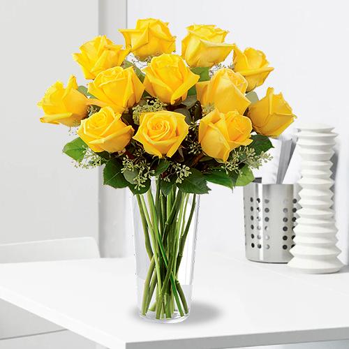 Friendship With Only Yellow-Yellow Rose Bouquet To USA