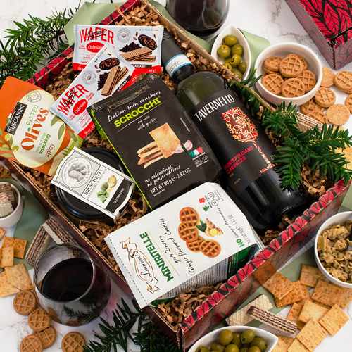 Gourmet Italian Wine Basket-Christmas Wine And Snacks Hamper For Best Friend