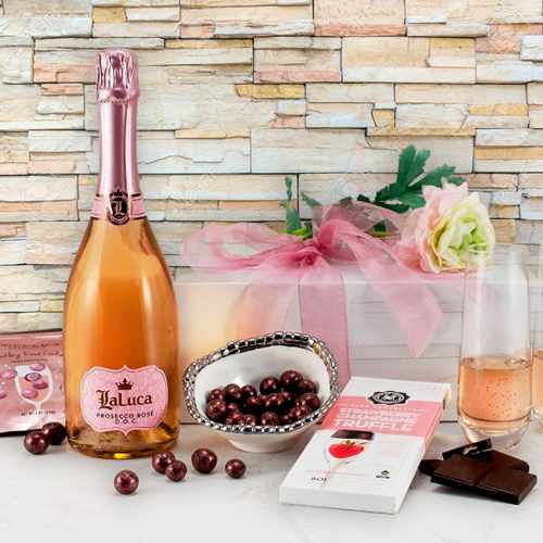 Sparkling Pink Vino And Chocolate