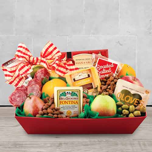 Delux Fruits and Cheese Hamper-Fruit Basket Delivery Maine