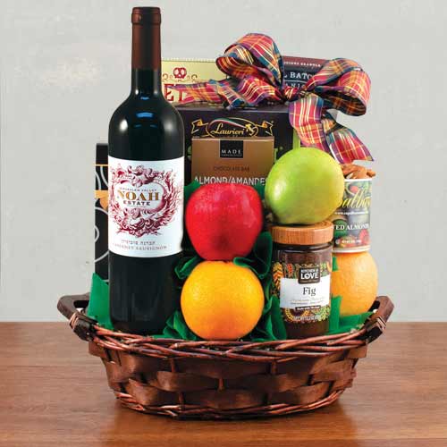 Kosher Red Wine Hamper-Send Red Wine and Kosher Food Basket