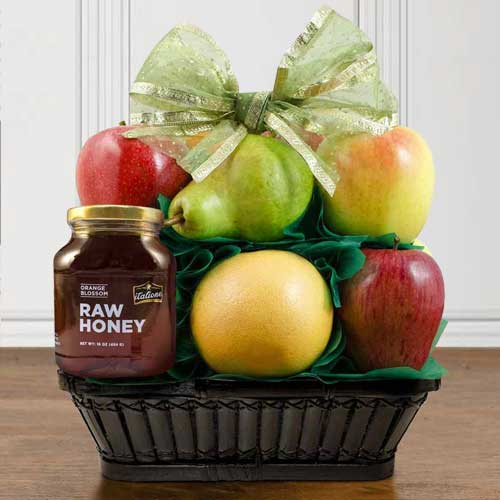 Fruit and Honey Basket-Send Fruits and Honey Kosher Hamper