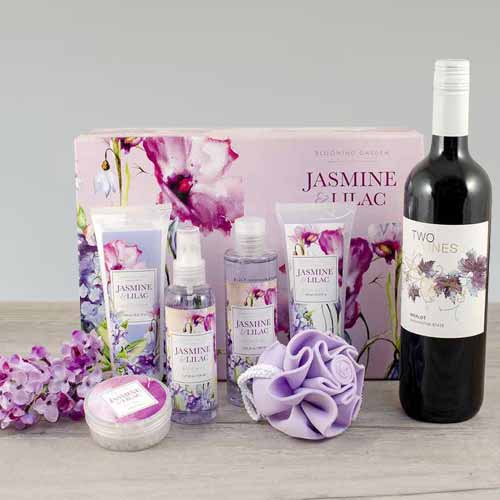 Calming Spa n Red Wine Gift Set-wine spa gift basket usa