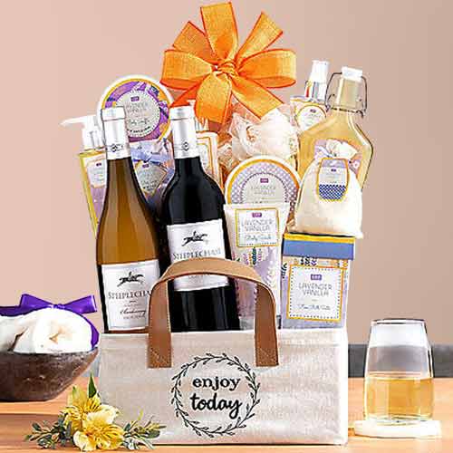 Vanilla Spa n Wine Gift Basket