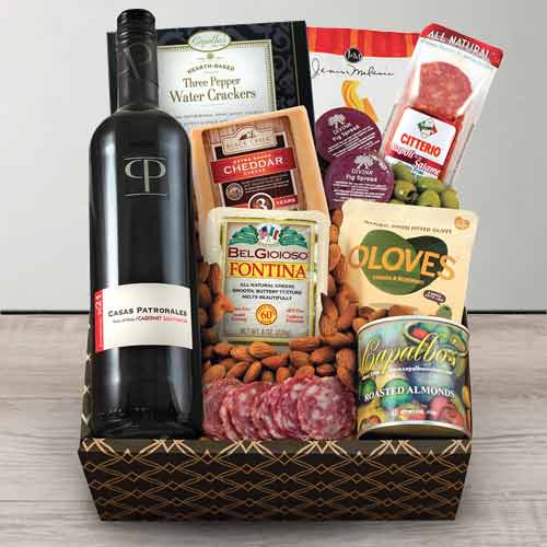 Classic Collection Gift Box-Red Wine Cheese And Crackers Send To Usa