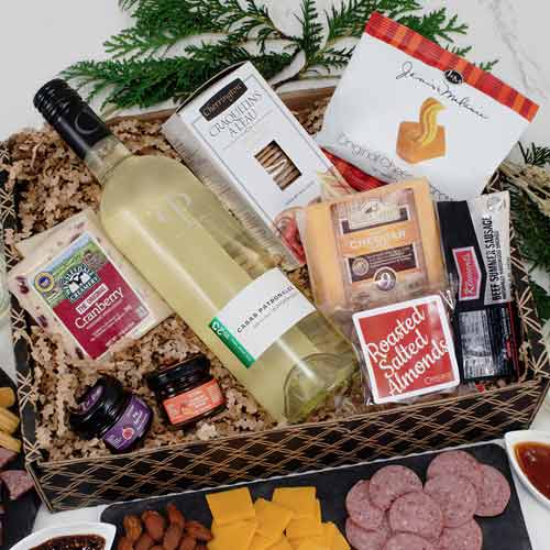 White Wine Cheese n Crackers-Wine & Food Hamper Delivery In  New Mexico