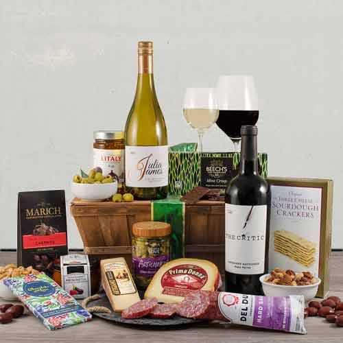 Napa Cabernet and Chardonnay Wine with Artisanal Food-Wine & Food Hamper Delivery In  New York