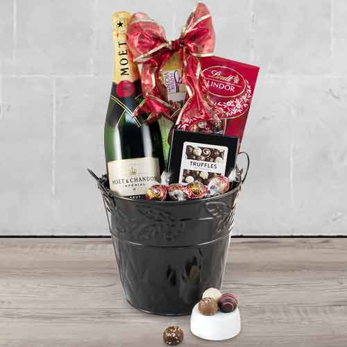 Moet Candon Gift Basket-Champagne And Food Basket Delivery Texas