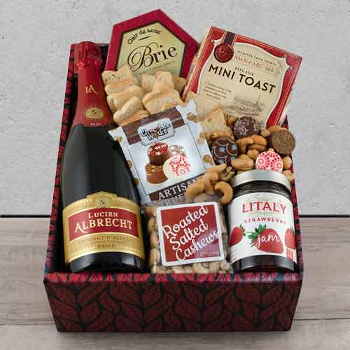 Brut Champagne and Food Hamper-Champagne And Food Basket Delivery Washington