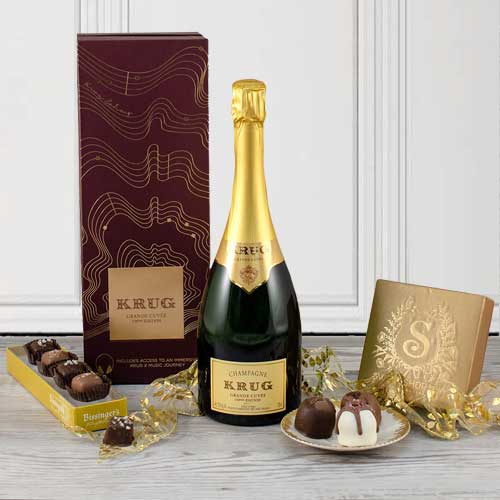 Krug Champagne and Truffles-Champagne And Food Basket Delivery Wisconsin