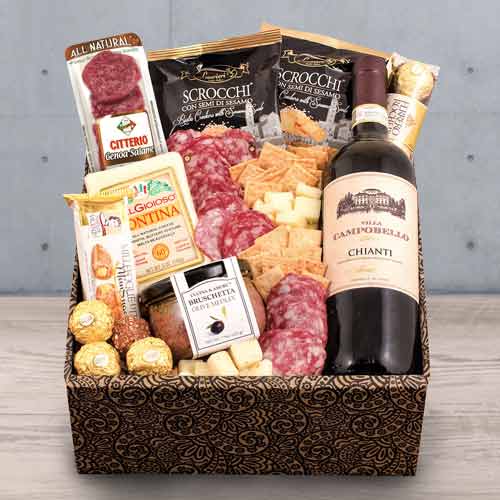  Italian Vino and Fruit Basket-Wine Gift Hamper Delivery  Georgia