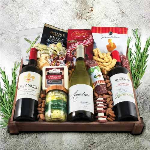 Charcuterie Tray And Wine Trio-Charcuterie And Wine Hamper Usa