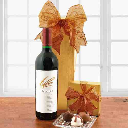 Truffles and Wine Gift Box-Robert Mondavi And Baron Philippe De Rothschild Wine Gift Set