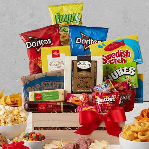Kids Snack Food Gift Crate-Christmas Gift Baskets For Kids