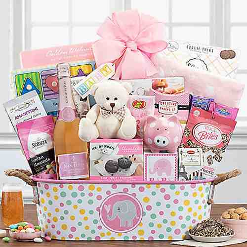 Sparkling Wine Baby Girl Basket