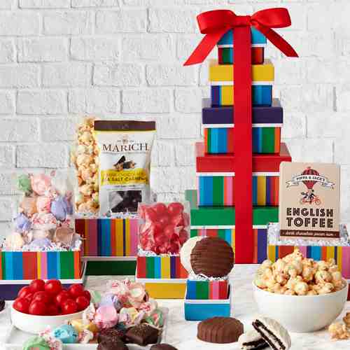 Birthday Tower Of Treats-Christmas Food Gift Baskets Delivery  Georgia