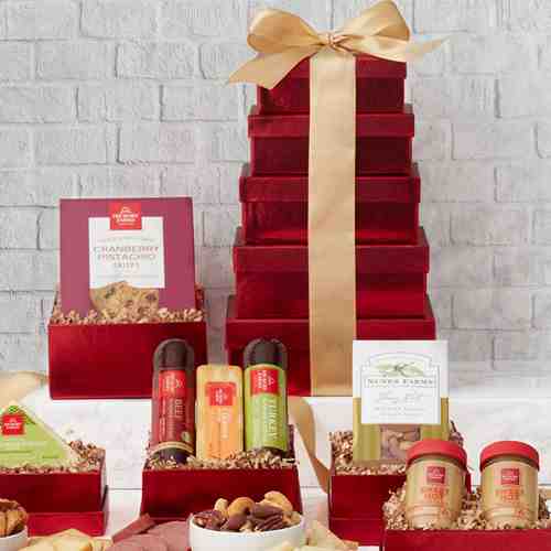 Savory Gift Tower-Christmas Food Gift Baskets Delivery  Kansas