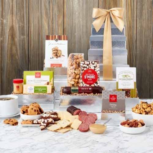 Surprise Gift Tower-Christmas Food Gift Baskets Delivery  Massachusetts