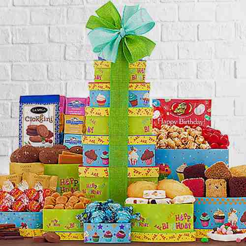 Best Wishes Gift Tower-Christmas Food Gift Baskets Delivery  Minnesota