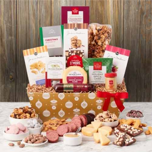 Holiday Gift Basket Snowflake-Non Alcoholic Christmas Gift Baskets Michigan