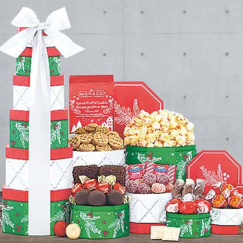 Season Gift Tower-Non Alcoholic Christmas Gift Baskets Vermont