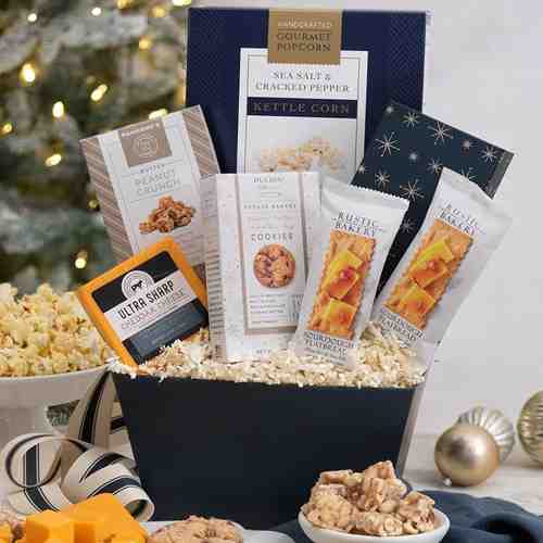 Holiday Crackers Cheese Gift Tower-Christmas Gourmet Gift Baskets Maryland