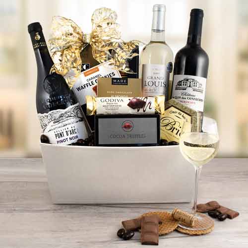 French Trio Wine Gift Basket-Alcoholic  Gift Baskets Delaware