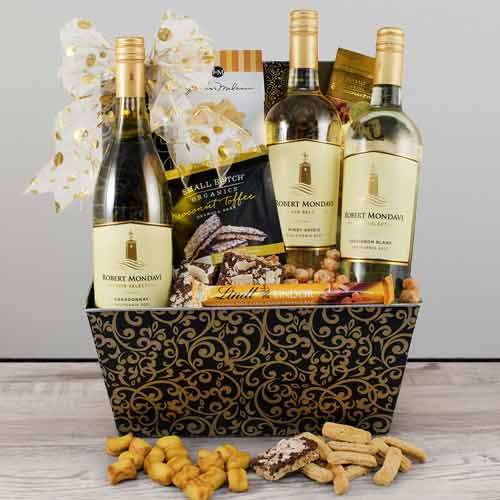 Mondavi White Wine Trio-Alcoholic  Gift Baskets Hawaii