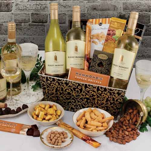 Mondavi White Wine Trio-Alcoholic  Gift Baskets Hawaii