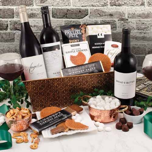 Wine And Snacks Baskets Iowa | California Red Wine Trio