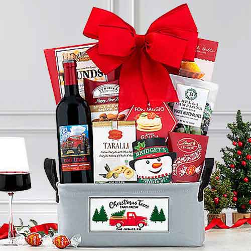 Red Cabernet Holiday Basket-Holiday Wine Hamper Delivery Seattle, USA