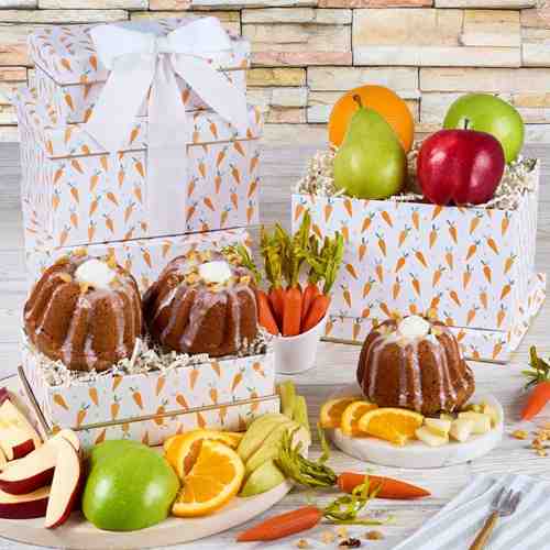 Easter Fruits And Bundt Cake Tower-Easter Basket Gifts For Guys