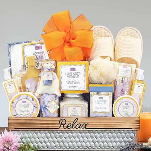 Lavender Vanilla Spa Relax Gift Basket-Pampering Gifts For Mom