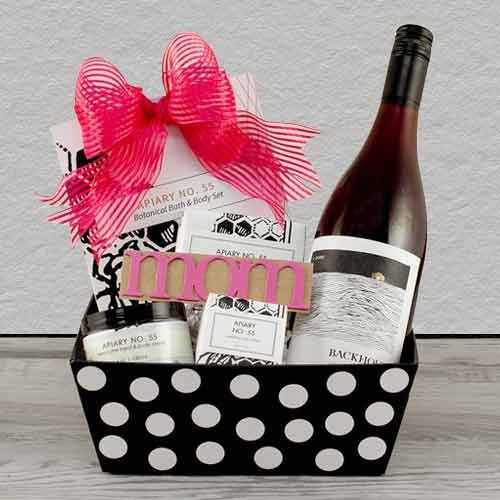 Red Wine N Apiary Spa Gift Basket-Mothers Day Pamper Gifts