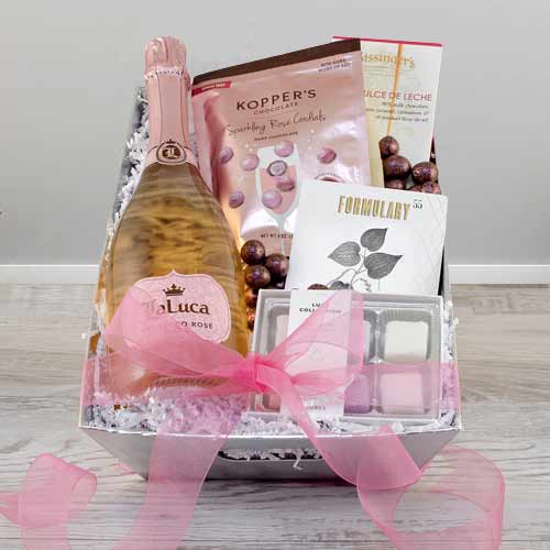 Spa Gift Set With Sparkling Wine-Pamper New Mom Gift Basket