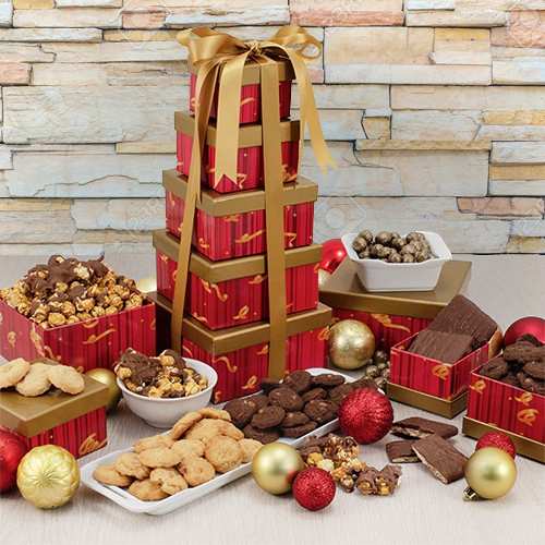 5 Tower Snacks Gift Box-Deluxe Snack Tower For Holiday Gift Giving