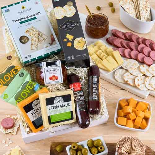 Deluxe Meat N Cheese Gift Box-Mother's Day Cheese Hamper