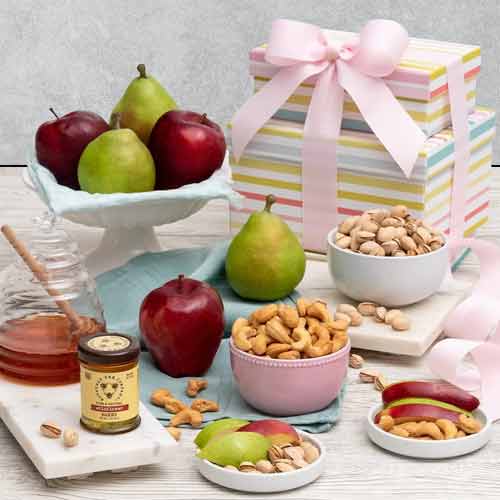 Nut And Fruit Gift Tower-Fruit Basket For Mom