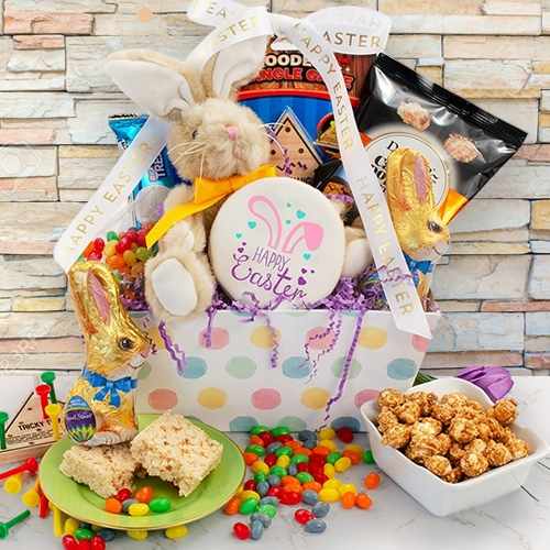 Easter Gift Basket With Toys Delivery | Easter Bunny Gourmet Delight Gift Basket