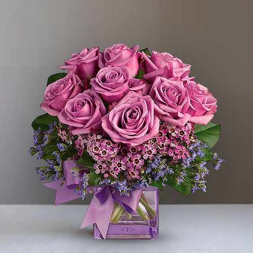 Delightful Purple Roses Arrangement