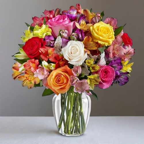 Bright & Sunny Rose Bouquet – Colorful Floral Cheer Delivered In The USA | Stunning Elegance Bouquet