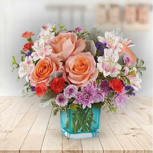 Mermaid's Dream Bouquet – Whimsical Peach & Pink Blooms In The USA | Joyful Garden Blooms