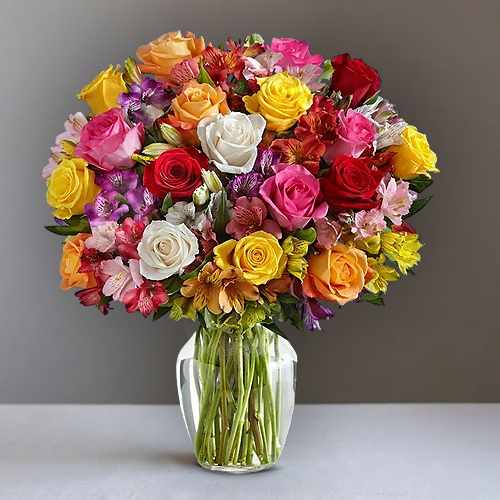 Premium Bright & Sunny Roses – Colorful Floral Delight In The USA | Rose Harmony Mixed Bouquet