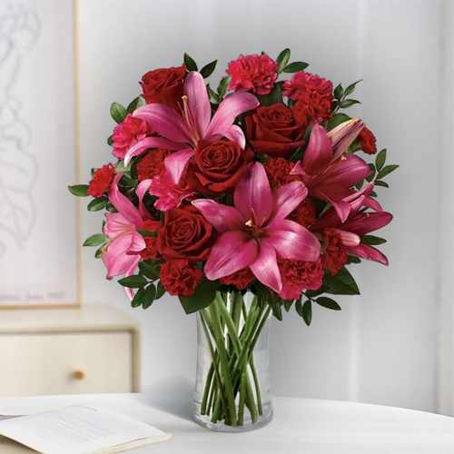 Infinite Love Bouquet – Romantic Roses & Lilies Floral Gift In The USA | Blooming Wishes Bouquet