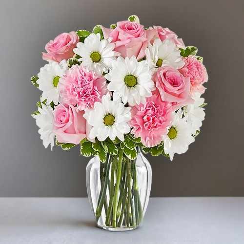 Dreaming In Daisies Bouquet - Deluxe Pink Roses & Daisies In The USA | Floral Expressions Bouquet