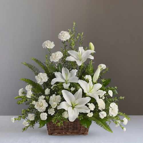 Lily Garden Memorial Arrangement – A Peaceful Tribute Of Love And Remembrance | Precious Memories Floral Tribute